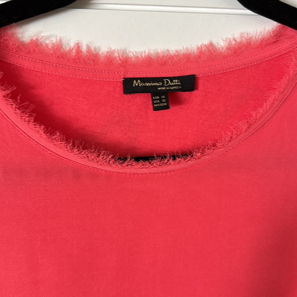 Massimo Dutti Flutter Sleeve Coral Top Size Xs - image 3